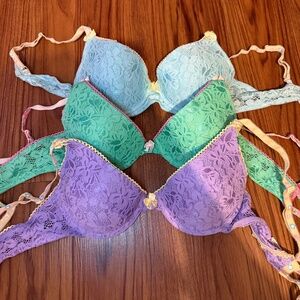 Vintage Colorful L.e.i Lace Bras (Bundle of 3)